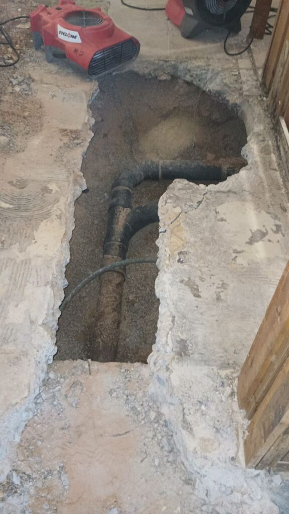 Concrete slab opened for under-slab pipe repair in Las Vegas